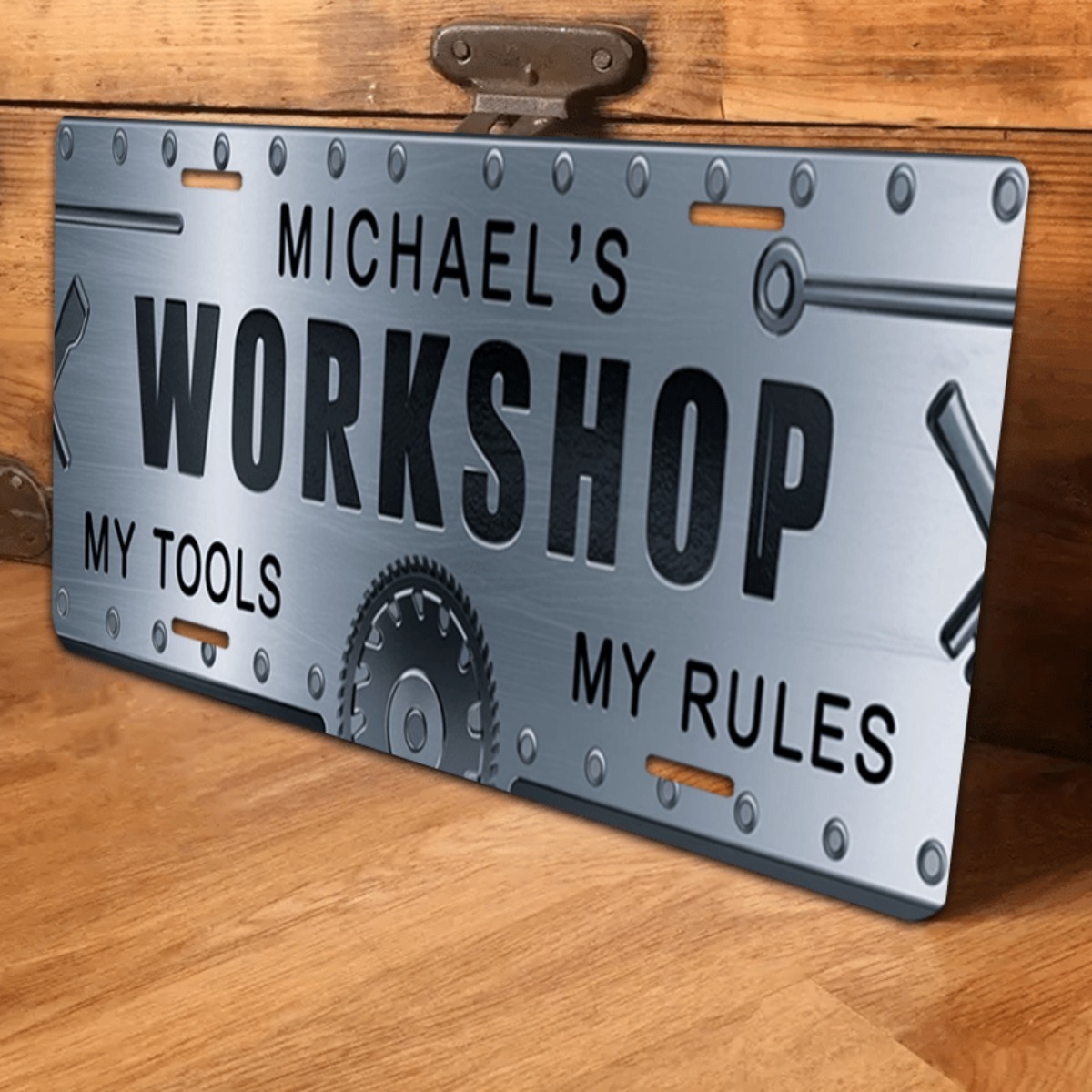 Workshop Tools With Name - Placa de Alumínio Personalizada com Nome