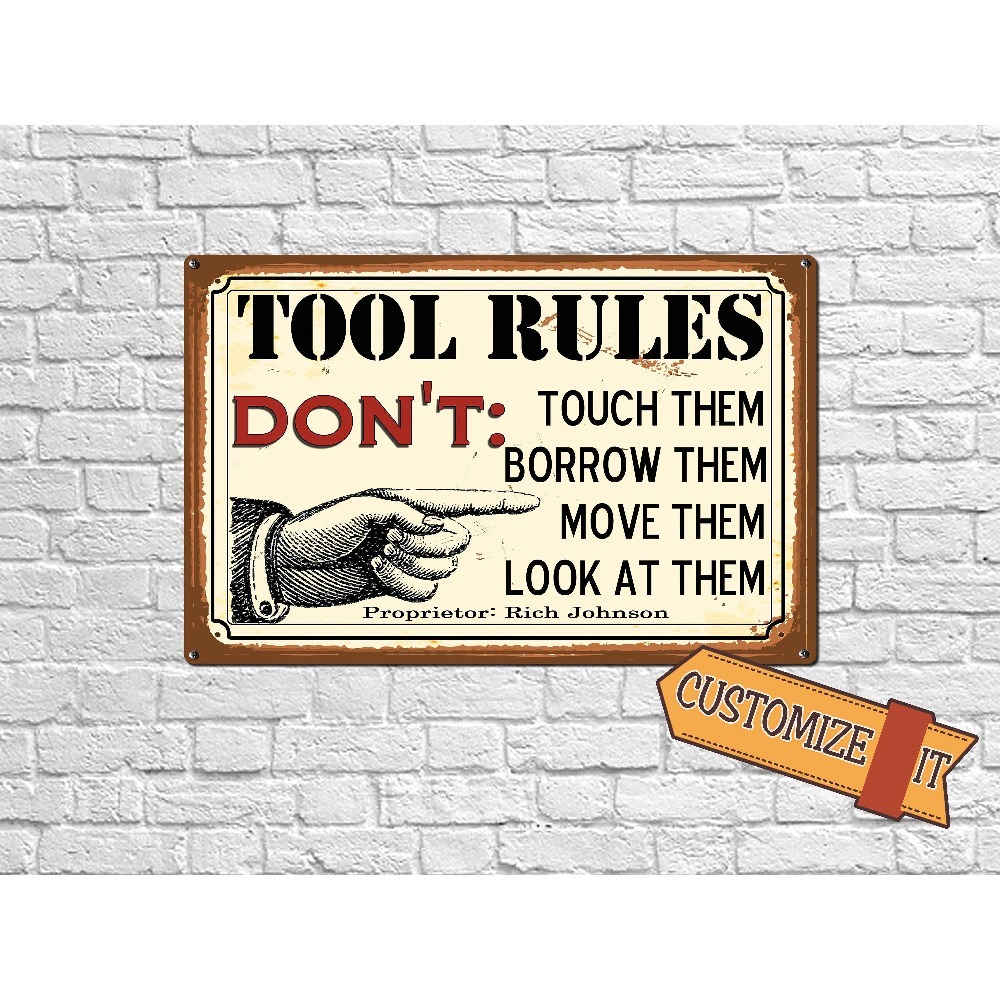 Workshop Tools With Name - 1 unidade Placa de Metal Personalizável