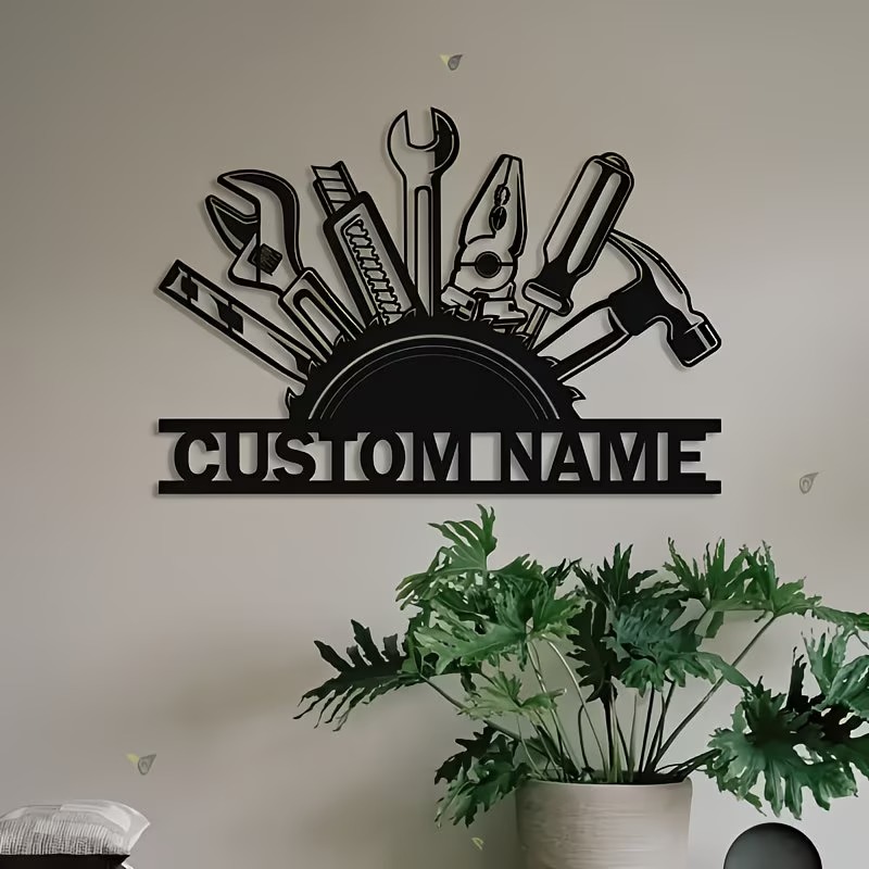 Workshop Tools With Name - Arte de Parede em Metal Personalizada