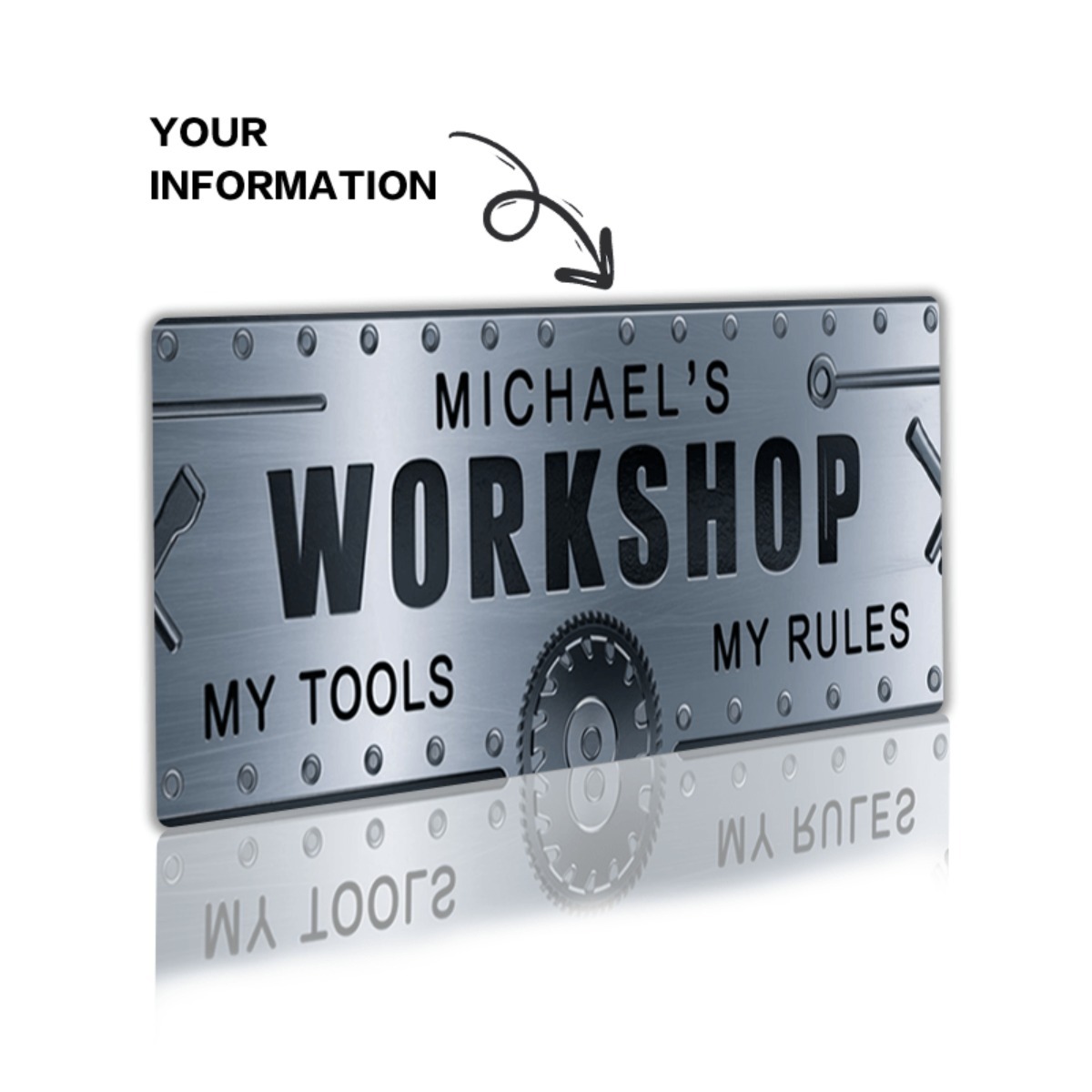 Placa de Alumínio Personalizad - Workshop Tools With Name avaliação e preço