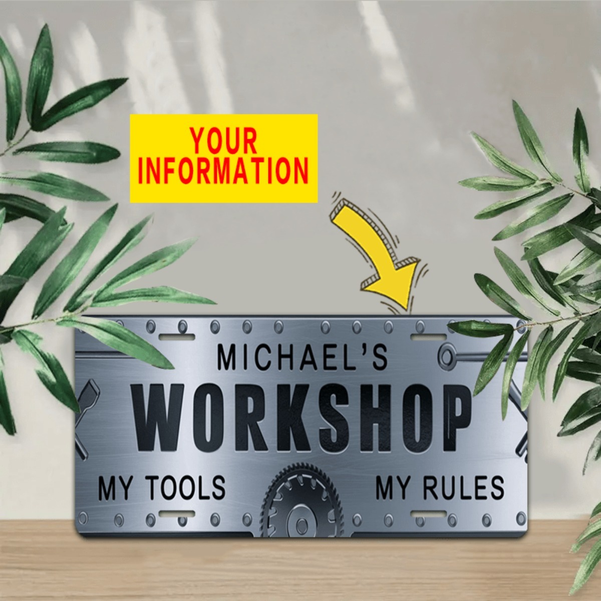 Placa de Alumínio Personalizad - Workshop Tools With Name avaliação e preço